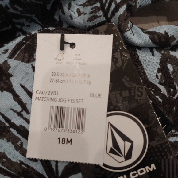 VOLCOM Baby NEW Blue Palm French Terry Hoodie & Shorts Set - Picture 12 of 12